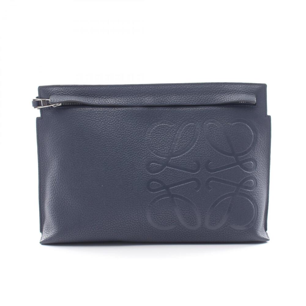 Loewe Pouch Anagram Pouch Leather Shoulder Bag Navy Blue